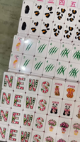 Jeu de tuiles de mahjong américain rose de luxe jungle maximaliste, 160 pièces, en acrylique, gravées flamant rose et léopard, personnalisable, avec tapis antidérapant