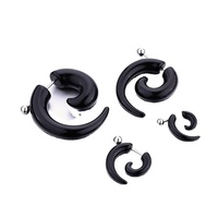 Tunnel d'oreille en acrylique noir en spirale, dilatateur d'oreille, bijou de piercing corporel