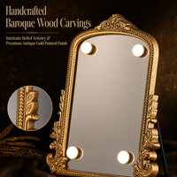 Miroir vintage avec 4 ampoules, miroir de maquillage éclairé à couleur de lumière réglable, commande tactile, miroir mural ou sur table