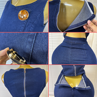 Nouvel Arrivage 6631 – Ensemble 2 Pièces Femme Été-Automne : Haut en Jean Sans Manches à Boucle Métallique et Jean Large