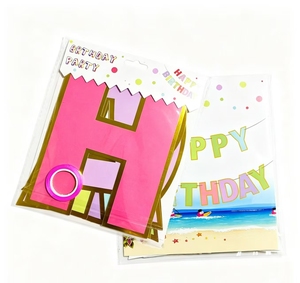 Guirlande <span class=keywords><strong>de</strong></span> lettres Joyeux Anniversaire en papier doré pour décoration murale d'anniversaire, vente en gros - Product Image 1