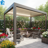 Pergola Bioclimatique Motorisée en Aluminium de Luxe Moderne Chinois Sweet Home avec Toit à Lames Orientables, Abri Extérieur Imperméable et Ombre Antique