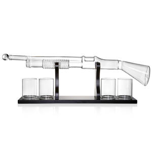 Vente en gros personnalisé fusil de chasse whisky verre de décantation ensemble carafe liqueur bouteille contenant distributeur whisky carafe avec verres à balles - Product Image 4