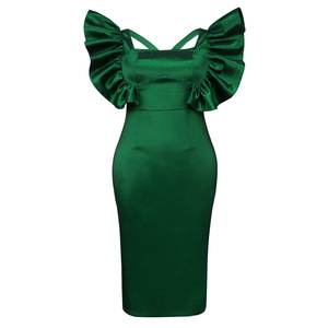 Ultime donne abiti donna manica corta donna abbigliamento Sexy colletto quadrato con bordi arruffati abiti - Product Image 4