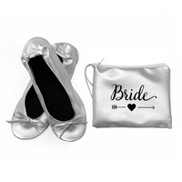 Chaussures plates de mariage pour la mariée pour la danse Chaussures de danse pour demoiselle d'honneur pour fille Chaussures plates de ballet pliables et sandales