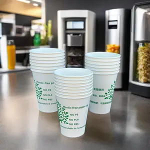 Gobestgobest lấy đi thực phẩm container kính dùng một lần sợi tre tùy chỉnh đơn đôi tường Giấy ly cà phê cup với nắp