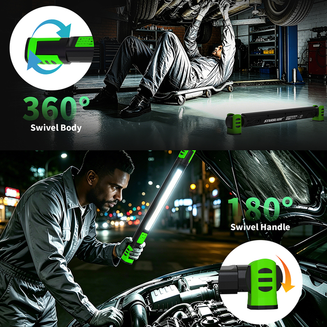 7800mAh Rechargeable Magnetic COB LED Work Light Type-C Charging IP65 Waterproof Portable Inspection Light for Auto Repair
