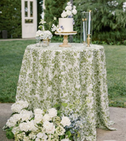 Nappe de table ronde en polyester et lin, motif floral imprimé sur mesure, pour hôtel, mariage, fête, restaurant