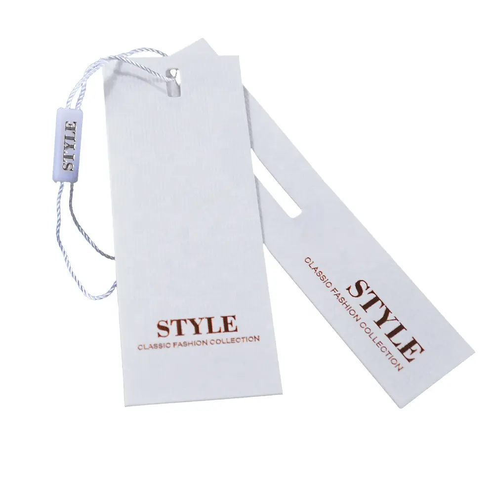 Direct Sale New Design Custom Paper Gold Foil Logo Clothing Hang Tags String