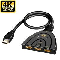 Conmutador HDMI 4K de 3 Puertos 3x1 1080P 3D, Selector HDMI 3 en 1 con Cable Pigtail de Conversión Automática para DVD, HDTV, Xbox, PS3, PS4, PS5