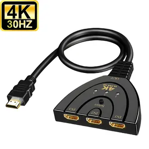 4K 3 Port sakelar HDMI 3x1 1080P 3D sakelar HDMI pemilih 3 In 1 keluar kabel konverter otomatis Pigtail untuk DVD HDTV Xbox PS3 PS4 PS5