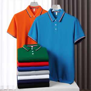 เสื้อโปโลสำหรับผู้ชายเสื้อคอตตอนโพลีเอสเตอร์พิมพ์ลายปักสีดำสำหรับผู้ชาย - Product Image 1