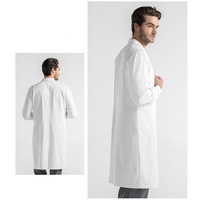 Uniformes d'hôpital unisexes écologiques personnalisés, imperméables, antistatiques, en tissu tissé blanc, blouse de laboratoire, blouse de médecin