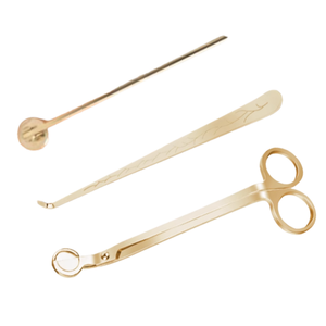 प्रीमियम 3-टुकड़ा स्टेनलेस स्टील मोमबत्ती देखभाल सेट wick ट्रिमर/कटर + डिपर स्नैफर | कस्टम लोगो लागो - Product Image 3