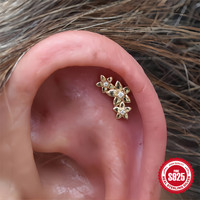 Boucles d'oreilles tendance en argent sterling S925 avec zircon, style Ins, motif Koi, papillon, pompon, abeille, libellule, tête plate, pour cartilage