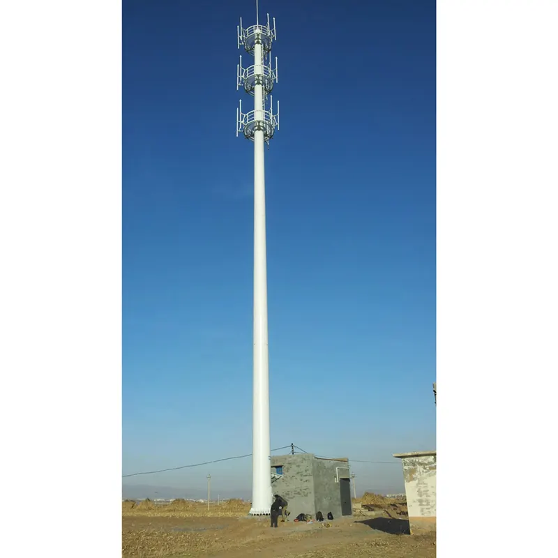 Torre monopolo de telecomunicaciones Unipolar, personalizada, resistente al viento y duradera, galvanizada