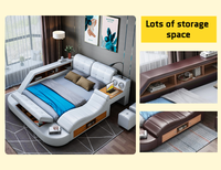 2021 Neuestes Modernes Design Luxus-Lederbett in Kingsize mit Multifunktionalem Stauraum und Massagefunktion