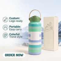 Gobelet isotherme classique en acier inoxydable à double paroi, avec paille en silicone anti-fuite et poignée de transport réutilisable, pour les voyages (12-24 oz)