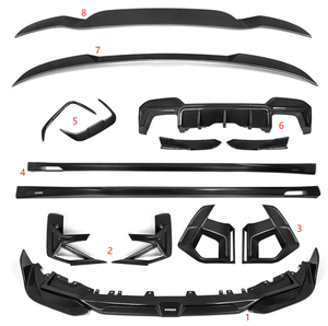 Buen ajuste, kit de parachoques delantero de fibra de carbono puro para <span class=keywords><strong>BMW</strong></span> X3M F97 LCI <span class=keywords><strong>2022</strong></span> +, difusor divisor frontal de labio delantero, alerón de falda lateral - Product Image 1