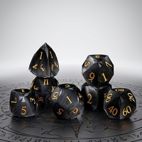 Vente en gros usine : Ensemble de dés D&D en pierre gemme œil de chat noir foncé multi-facettes, personnalisé D20 22mm D6 pour RPG Dungeons and Dragons