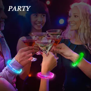 Gelang Lampu Malam LED, Musik Sound, Gelang LED Kedip Cahaya Malam untuk Bar, Pesta, Pernikahan