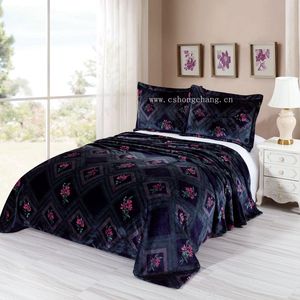 Chất lượng cao và siêu ấm hoa mẫu in flannel chăn 3pcs set - Product Image 1