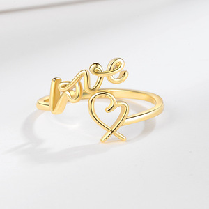 Anneaux de mariage marocains à la mode simple en or 18 carats 925 ensemble de couples en argent sterling pour hommes femmes <span class=keywords><strong>bague</strong></span> coeur d'amour réglable - Product Image 4