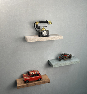 Estante de <span class=keywords><strong>madera</strong></span> <span class=keywords><strong>rectangular</strong></span> flotante para pared, estantería de exhibición decorativa para dormitorio, baño, 3 colores diferentes - Product Image 3