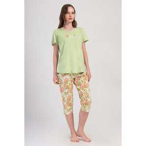 Pijama de mujer con cuello redondo y manga corta, estilo capri ovalado - Product Image 2