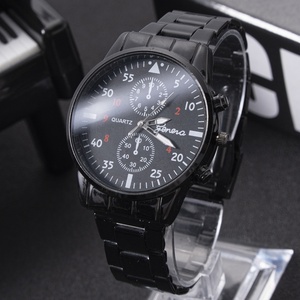 Factory Direct Sales: <b>Black</b> Steel Strap <b>Watch</b>, Stainless Steel Strap, Men's Ultra-thin and Fashionable - Product Image 2