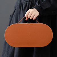 Nouvelle trousse de rangement portable en cuir pour service à thé d'extérieur, boîte de rangement pour théière, gaiwan, tasses à thé rapide et tasses de maître, style chinois