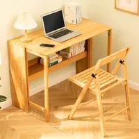 Bureau d'ordinateur pliable en bambou avec plateau réglable - Design minimaliste moderne pour la maison, la chambre, l'école, table de lecture