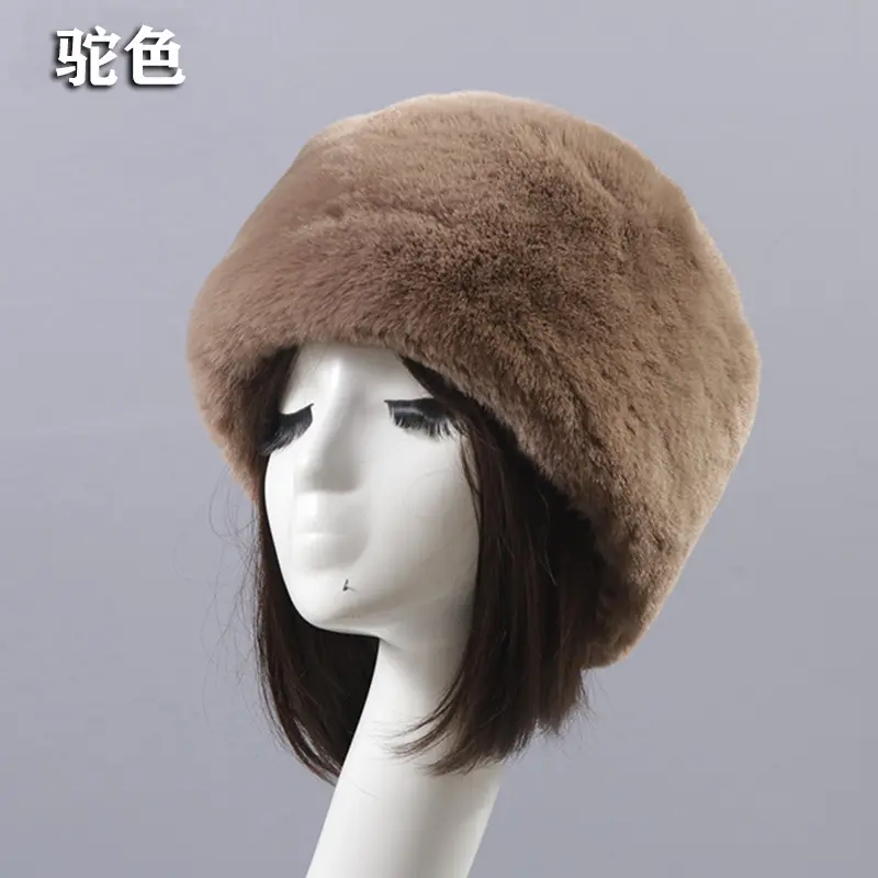 Wholesale Winter Artificial Rabbit Fur Dome Hat Short Plush Fur Thick Warm Hat Women