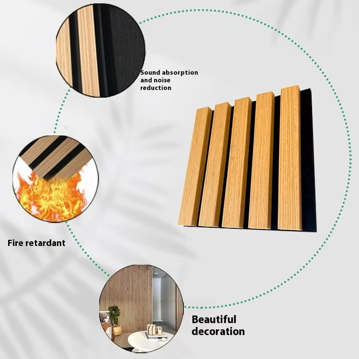 Modern Wood Wall Panelling Polyester Felt Acoustic Panels Sound Photo Inspiration
