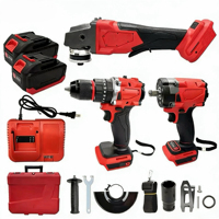 Juego Completo de Herramientas Eléctricas de 3 Piezas: Taladro Inalámbrico de Litio, Llave Inglesa y Amoladora Angular, Accesorios para Trabajos en Madera