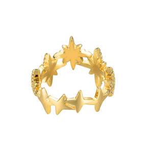 Bagues Zircon en cuivre plaqué or 18 carats à la mode huit étoiles de haute qualité-Styles à la mode pour les femmes - Product Image 3