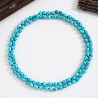 Collier pull en corde double couche fait main turquoise avec perles en pierre naturelle, bijou tendance et simple pour femme, idéal pour le quotidien et les soirées