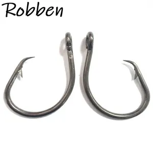 Robben крючки 39950 из высокоуглеродистой стали, крючок с бородкой для глубокого океана, форма 4/0-16/0, рыболовные круглые крючки для кальмара, для рыбалки