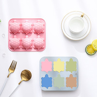 Moule à gâteau en silicone antiadhésif 6 cavités tortue, qualité alimentaire, réutilisable, mignon, magnétique, pour chocolat, bonbons et glaçons DIY