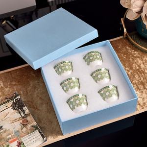 Juego de 6 Tazas de Té de Porcelana China con Platos, Estilo Moderno Minimalista Colorido de Oriente Medio, en Caja de Regalo - Product Image 4