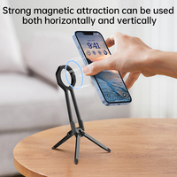 Support de téléphone portable magnétique flexible et portable, trépied rotatif à 360°, mini support pliable avec mousqueton pour smartphone, tablette et utilisation sur bureau