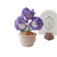 Pot de fleurs en crochet fait main, 1 bouquet de fleurs artificielles décoratives pour la décoration de la maison, les mariages, pour la Saint-Valentin