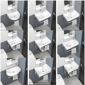 Customizable stainless steel wall mounted ceramic integrated washbasin LED <b>mirror</b> <b>small</b>-sized bathroom cabinet - Product Image 6