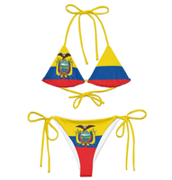Conjunto de Bikini con Diseño de Banderas de Fútbol de Ecuador para Mujer, Sexy, Transparente, Tanga de Dos Piezas, Traje de Baño para Playa