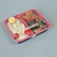 Boîte à bento en plastique à cinq compartiments pour les repas à emporter et la restauration rapide, emballage jetable et pratique pour les sushis, les pizzas, les nouilles, le sucre