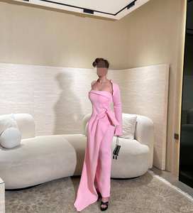 Gaun pesta Tahun Baru 2026 disesuaikan-gaun malam tanpa tali panjang lantai, gaun <span class=keywords><strong>Prom</strong></span> lengan penuh, mantel terbungkus mode sederhana - Product Image 3