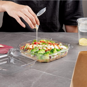 Dùng Một Lần Tái Chế Pet Vuông Vỏ Sò Thực Phẩm Hộp Rõ Ràng Có Bản Lề Có Nắp Đậy Salad Bánh Sandwich Món Tráng Miệng Bánh Sushi Tùy Chỉnh - Product Image 4