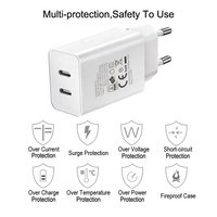 Chargeur mural double port USB-C certifié CE GS, prise EU, 5V 2A 10W, adaptateur secteur AC pour appareils électroniques mobiles