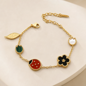 <span class=keywords><strong>Bracciale</strong></span> di Lusso Serie Hot Cross-border con Fiori di Ciliegio e <span class=keywords><strong>Coccinella</strong></span>, <span class=keywords><strong>Bracciale</strong></span> alla Moda a Doppia Faccia in Madreperla con Cinque Motivi - Product Image 1