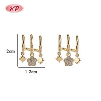 Bijoux Hengdian, boucles d'oreilles clous vintage plaquées or 18 carats, multiples breloques en zircon, vente en gros pour femmes, décontractées et formelles, MOQ 12